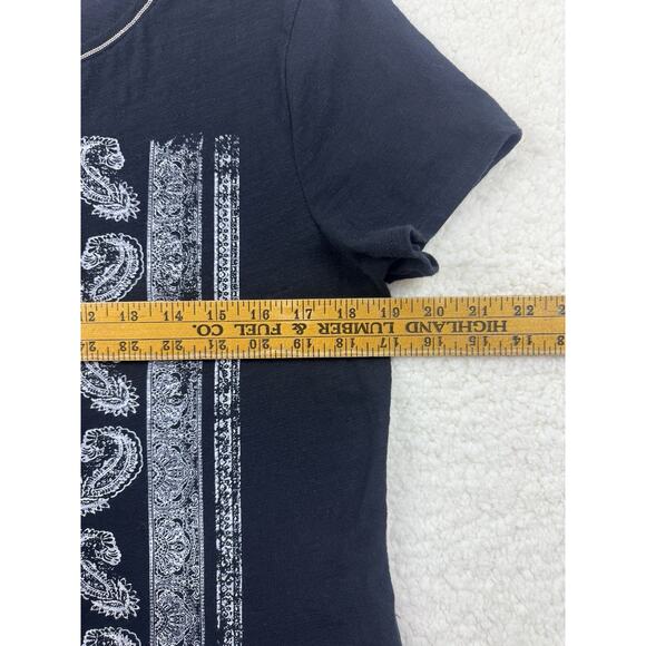 Chicos Zenergy Tee Women’s M Black Front Print Bling Round Neck Short Sleeve - Picture 8 of 9